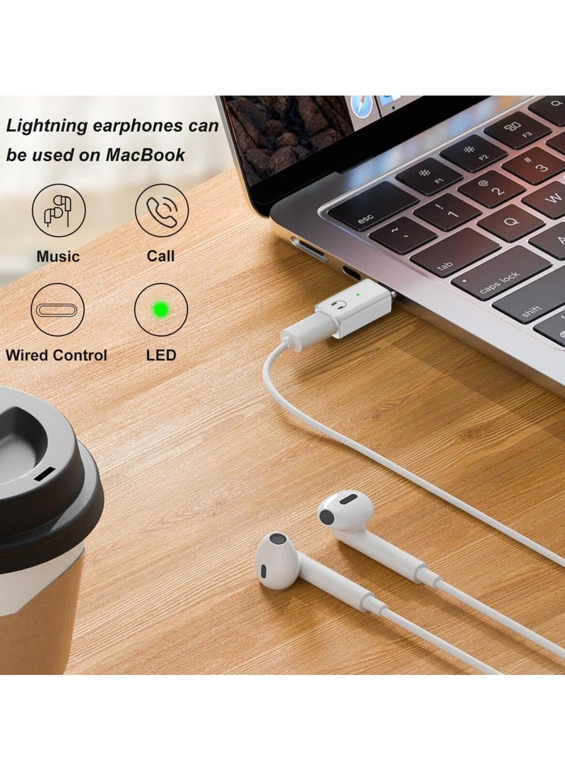 متوافق مع محول الصوت USB C إلى Lightning، محول سماعة الرأس USB C إلى Lightning مع ضوء مؤشر، محول Lightning إلى USB C لسلسلة iPhone 15 وMacBook والمزيد من أجهزة USB-C-B - Image 3