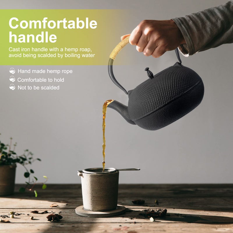 suyika Japanese Tetsubin Tea Kettle Cast Iron Teapot with Stainless Steel Infuser 60 oz/1800 ml - Image 5
