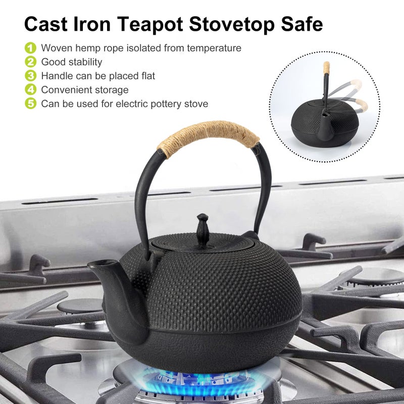suyika Japanese Tetsubin Tea Kettle Cast Iron Teapot with Stainless Steel Infuser 60 oz/1800 ml - Image 3