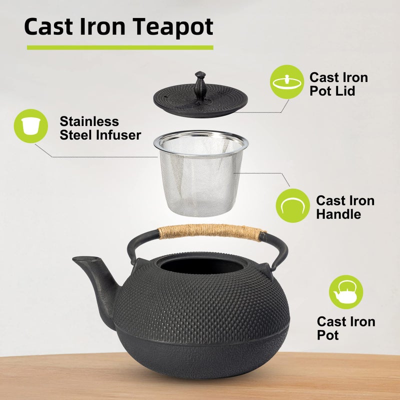 suyika Japanese Tetsubin Tea Kettle Cast Iron Teapot with Stainless Steel Infuser 60 oz/1800 ml - Image 2