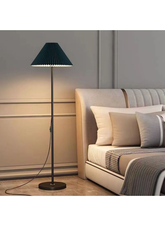 Floor Lamp Nordic Simple Pleated Fishing Lamp Living Room Bedroom Study Mahjong Remote Control Vertical Floor Lamp Mainland China-Color:Dark Green Cover Straight Pole Black Floor Lamp - 15w Three Levels Of Brightness Reading  - Image 1