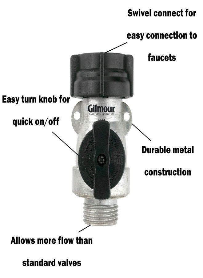 Gilmour Garden Hose Shut Off Valve, Durable Metal Full Flow Water Shut Off Valve - Image 2