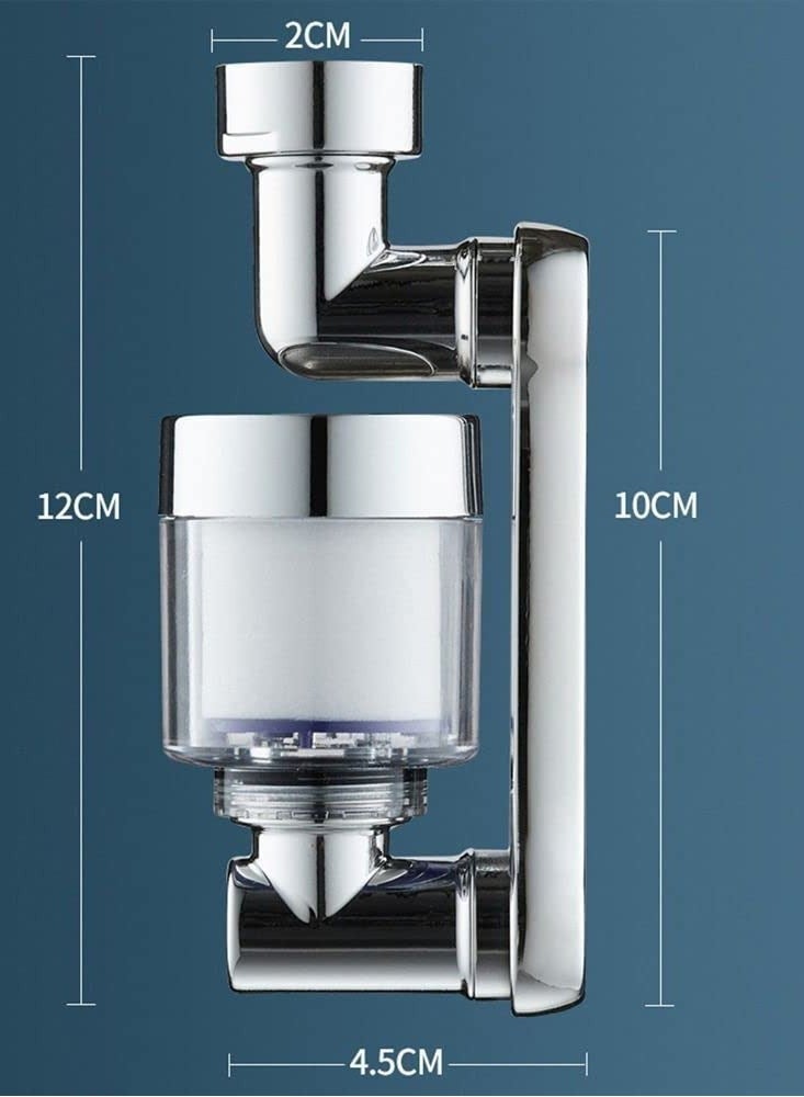 1080 Degree Rotatable Faucet Connection with Water Filter, Multifunctional Faucet Sprayproof Rotatable Bathroom Kitchen Faucet - Image 3