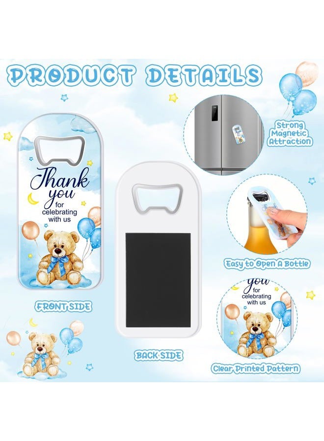 Singhoow 50 Pcs Baby Shower Bottle Opener Bulk Favor for Guests Magnetic Handheld Bottle Opener with Thank You Tags Drawstring Bags for Baby Shower Baptism Souvenir(Bear) - Image 3