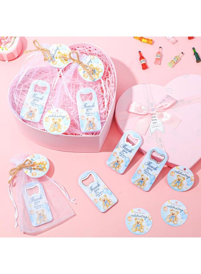 Singhoow 50 Pcs Baby Shower Bottle Opener Bulk Favor for Guests Magnetic Handheld Bottle Opener with Thank You Tags Drawstring Bags for Baby Shower Baptism Souvenir(Bear) - Image 4