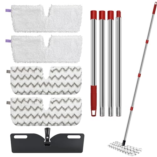GFRED Microfiber Mops for Floor Cleaning, Dust Flat Flip Mop for Hardwood Floors with 2 Heavy Scrub Mop Pads & 2 Soft Pads and Adjustable 58” Mop Handle, Dual-Action Washable Floor Mops for Wet & Dry Clean - Image 1