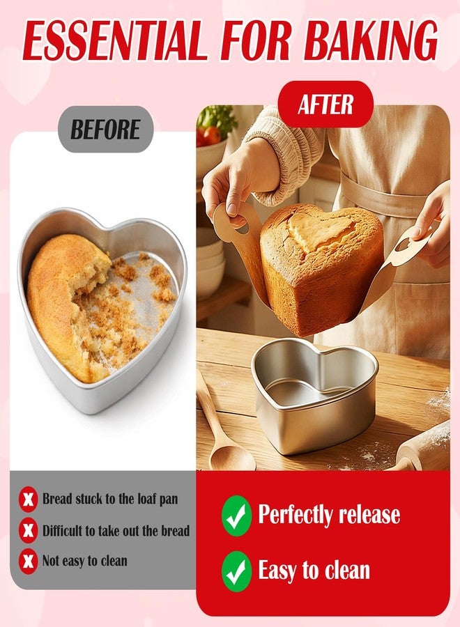 Willinglong 100 Pcs Heart Shaped Parchment Papers for Baking Cooking mother day Heart Cake Pan Non Stick Pre Cut Parchment Paper Sheets with Long Handle for Kitchen, Wedding, Pan Not Included (6 Inch) - Image 4