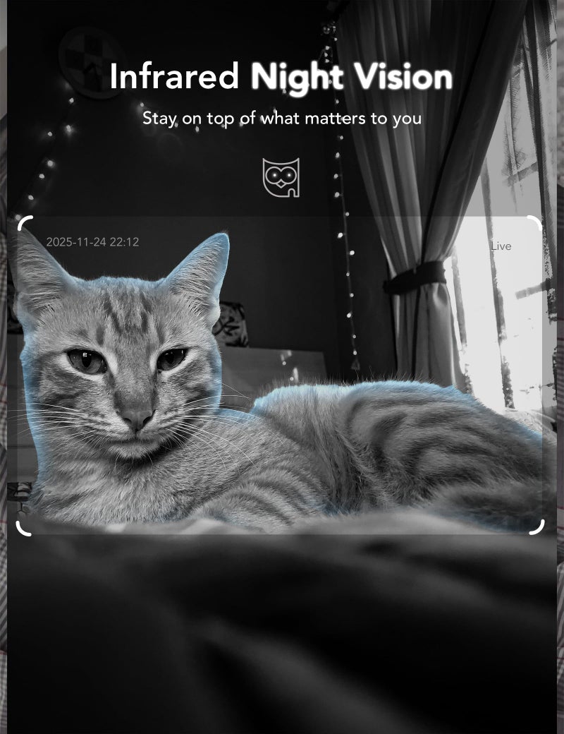 GNCC 2K Indoor Cameras for Home Security with Phone App, 2.4G/5G Baby Monitor, Pet Cam w/Human/Motion/Sound Detection, IR Night Vision, Cloud & SD Card Storage, Compatible with Alexa, Plug-in, 2 Pack - Image 5