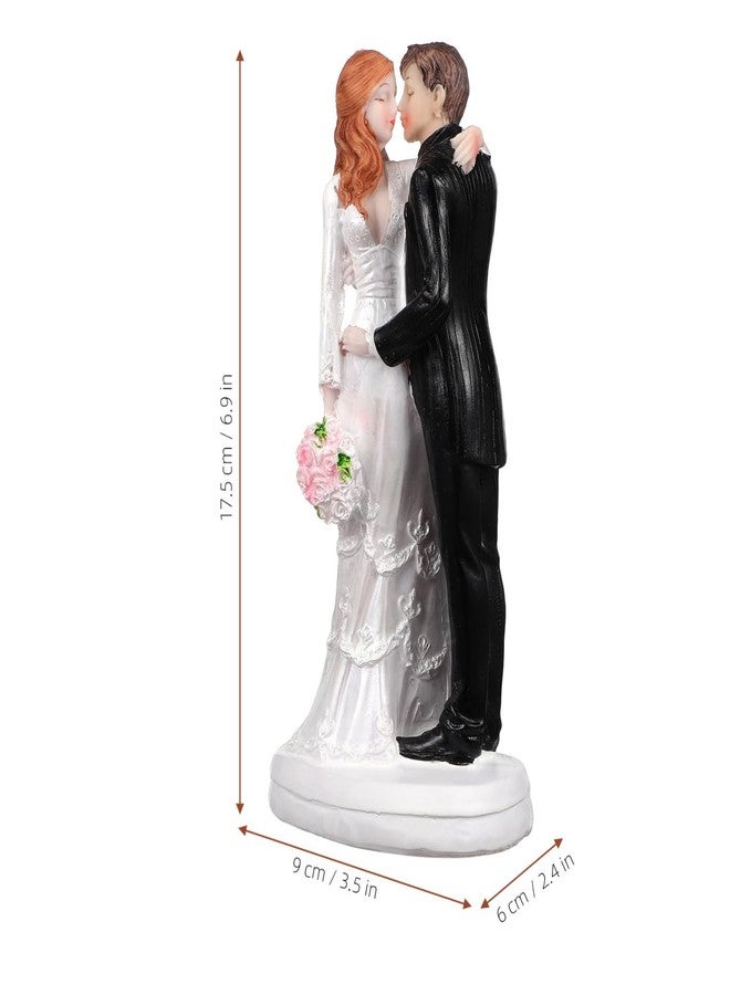 HOOTNEE Wedding Bride Groom Statue Resin Couple Figurine Cake Topper Romantic Valentine Couple Craft Ornament Table Decor 6.83 Inch - Image 2