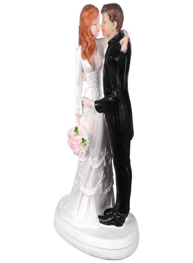HOOTNEE Wedding Bride Groom Statue Resin Couple Figurine Cake Topper Romantic Valentine Couple Craft Ornament Table Decor 6.83 Inch - Image 1