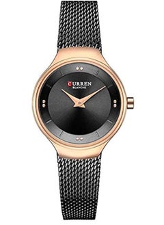 Women's Waterproof Stainless Steel Mesh Band Quartz Watch 9028-Black