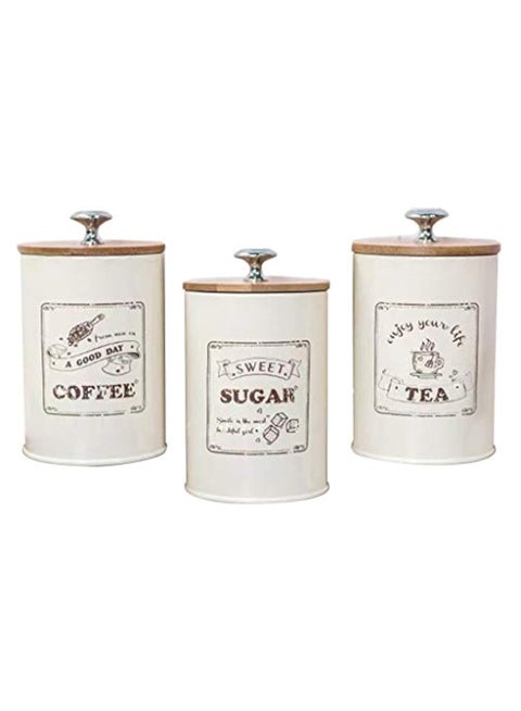 Nordic Style Living Room, Kitchen, Dining room, Suitable for Bamboo Lid Sealed Coffee, Sugar, Tea Storage Can 3-piece set