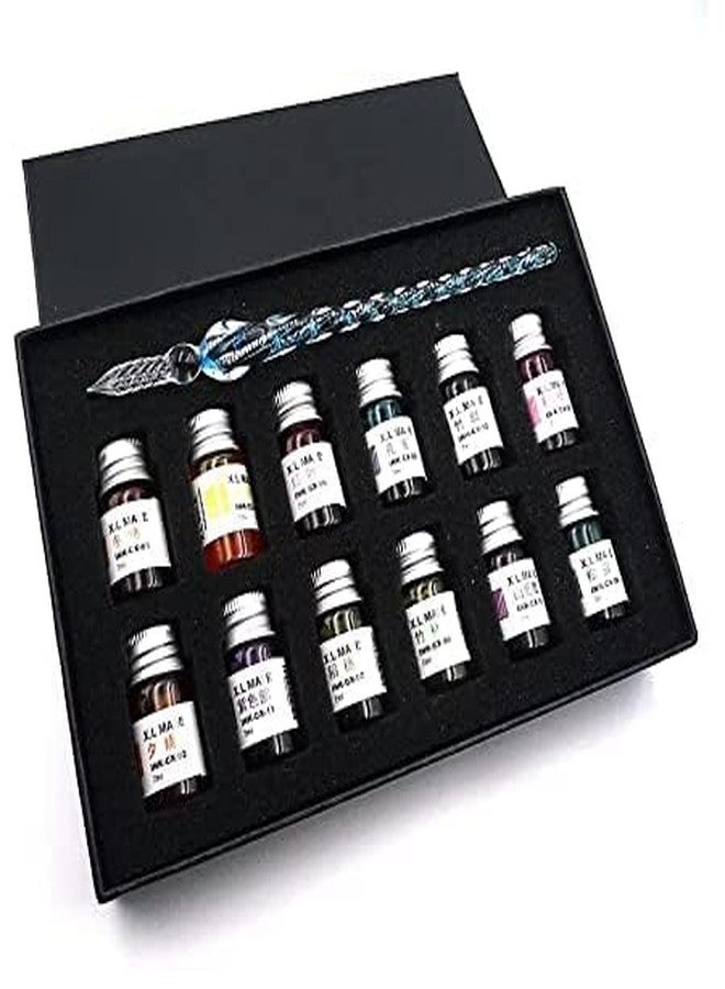 KRAFTMASTERS® Crystal Glass dip Fountain Pen 12 pc Ink Set - Image 1