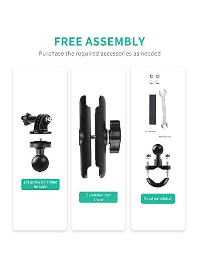 Arabest Camera Motorcycle Mount for Gopro Accessories,360 Rotation Metal Action Camera Clamp Holder with 1/4Thread for Moto Bike Bicycle Handlebar, for GoPro Hero 10 9 8 7 6 5 4, SJCAM, Motorcycle Bracke  - Image 2