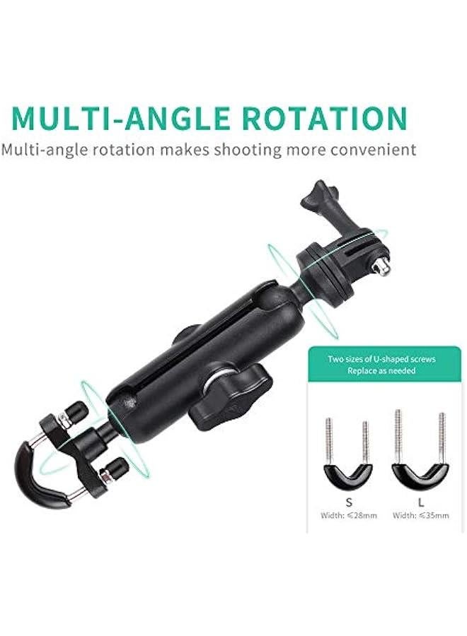Arabest Camera Motorcycle Mount for Gopro Accessories,360 Rotation Metal Action Camera Clamp Holder with 1/4Thread for Moto Bike Bicycle Handlebar, for GoPro Hero 10 9 8 7 6 5 4, SJCAM, Motorcycle Bracke  - Image 3