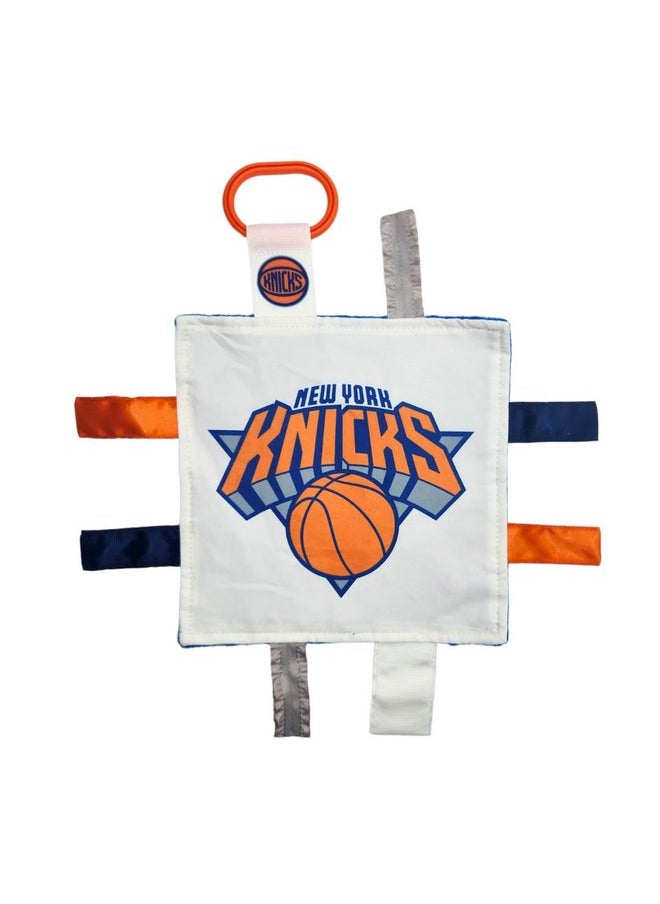 The Learning Lovey The Learning Lovey New York Knicks Baby Tag Toy - NBA Basketball - Baby Sensory Crinkle Toys - Soft & Safe - Ideal Baby Stroller Toy - BPA Free w/Stroller Clip (8 x 8 Tag Toy)  - Image 1