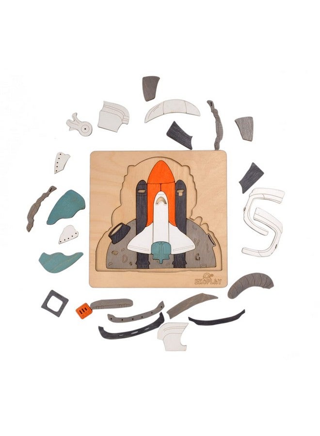 EKOPLAY Astronaut and A Rocket | Man ON The Moon Puzzle for Kids | Multilayered 39 Piece Wooden Jigsaw Puzzle | Learning Educational Toys Gifts for Boys Girls 3 Years and Above. - Image 5