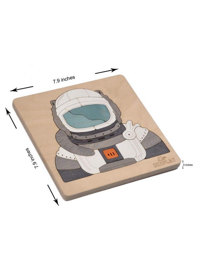 EKOPLAY Astronaut and A Rocket | Man ON The Moon Puzzle for Kids | Multilayered 39 Piece Wooden Jigsaw Puzzle | Learning Educational Toys Gifts for Boys Girls 3 Years and Above. - Image 2