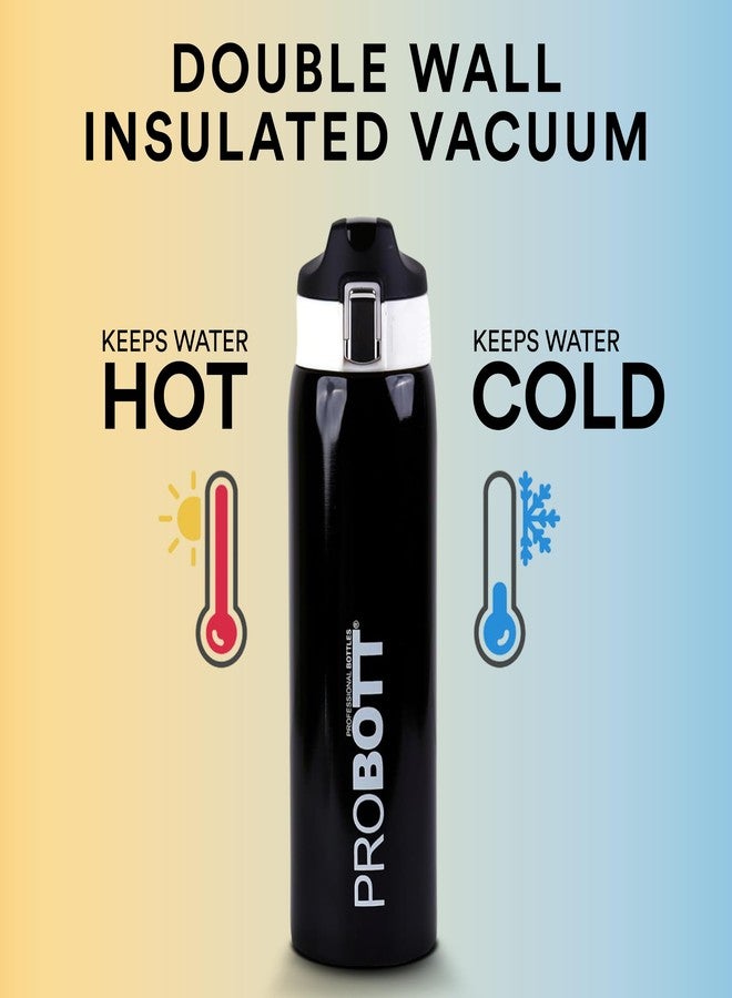 Probott Icon 750 ml Thermosteel Vacuum Insulated Double Walled Thermos Flask 0.75 Litre, Black | Flip Top Cap | Leakproof | Gym | Sports | Office | Home | Kitchen | Travel | Water, Tea, Coffee, Shakes - Image 3