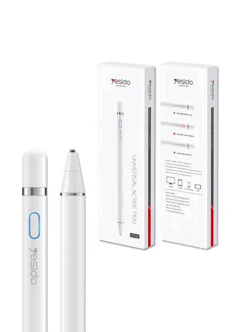 Yesido Yesido ST05 Touch Sensitive Stylus Pen for Mobile and Tablet with Effective Capacity - White  - Image 1