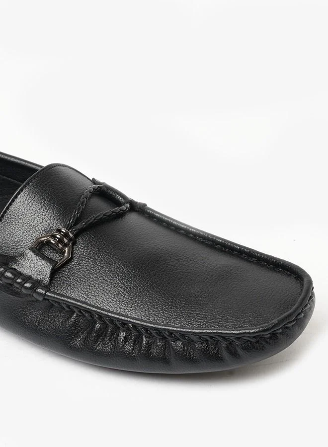 Geoomnii Cian Style Men Synthetic Loafers Slip Ons Black