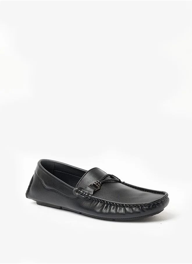 Geoomnii Cian Style Men Synthetic Loafers Slip Ons Black