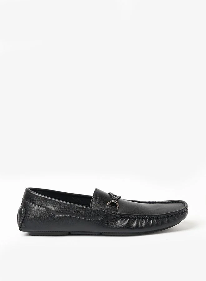 Geoomnii Cian Style Men Synthetic Loafers Slip Ons Black