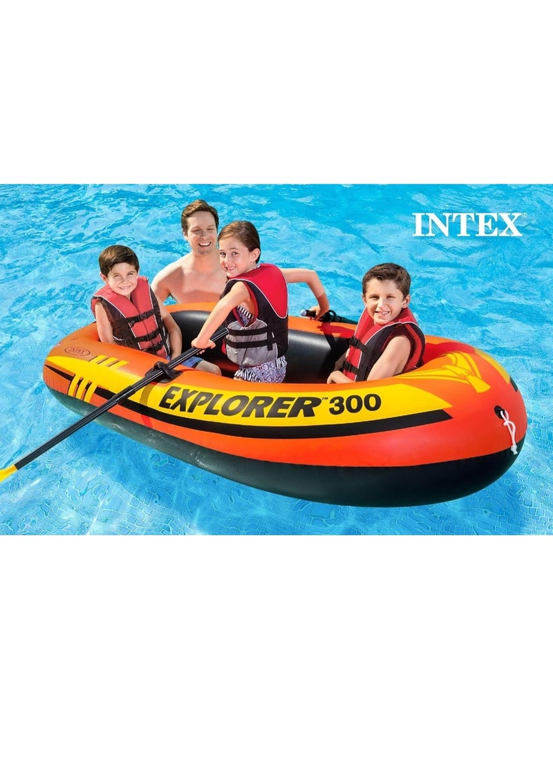 INTEX Inflatable Boat, PVC Portable Inflatable Boat with Air Pump Paddle,Inflatable Kayak 3 Person Inflatable Fishing Kayak Size 211cm*117*41  - Image 5