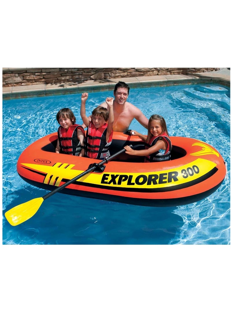 INTEX Inflatable Boat, PVC Portable Inflatable Boat with Air Pump Paddle,Inflatable Kayak 3 Person Inflatable Fishing Kayak Size 211cm*117*41  - Image 1
