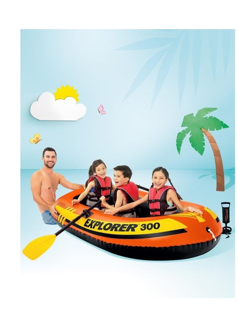 INTEX Inflatable Boat, PVC Portable Inflatable Boat with Air Pump Paddle,Inflatable Kayak 3 Person Inflatable Fishing Kayak Size 211cm*117*41  - Image 4