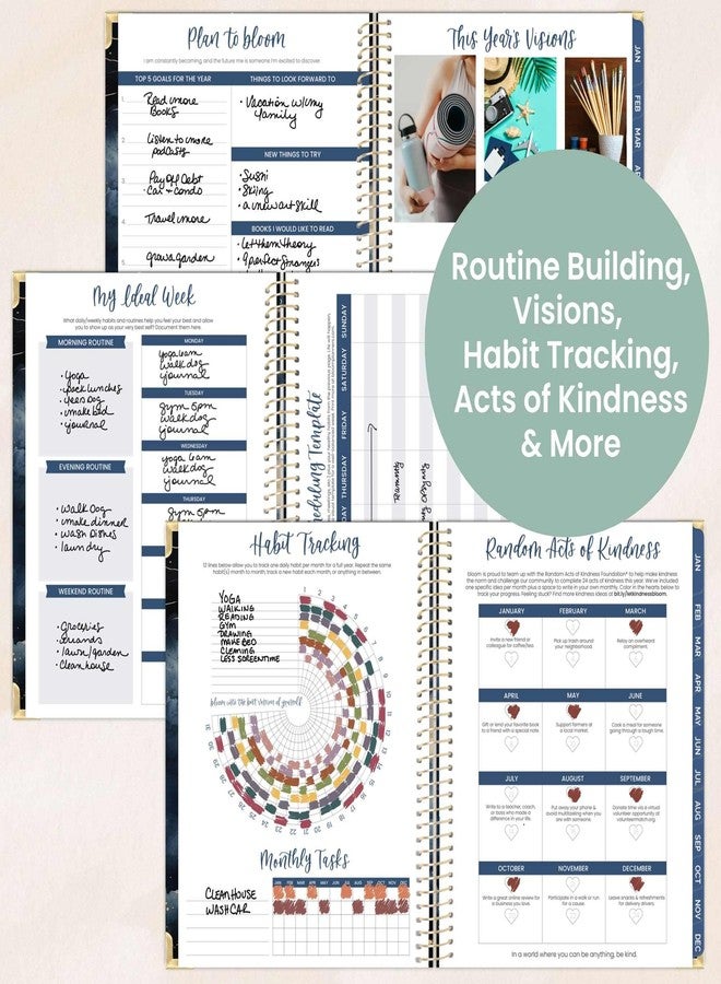 بلوم ديلي بلانرز مخططات بلوم اليومية، غلاف مقوى، مخطط 2026 (من يناير إلى ديسمبر) - 8.5 بوصة × 11 بوصة، دفتر تنظيم أسبوعي وشهري مؤرخ مع ملصقات وعلامات تبويب - لون سماء منتصف الليل - Image 5