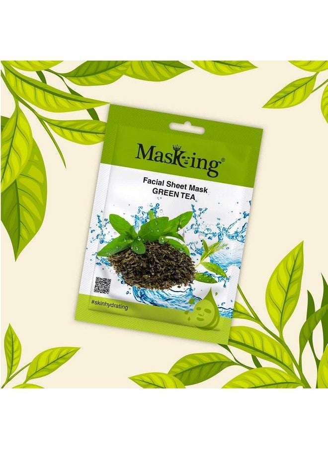 MASKING - Green Tea Glowing Skin And Fairness Beauty Facial Sheet Mask With Natural Serum For Daily Use Ideal For Women And Men 20Ml Each (Pack Of 3) - Image 1