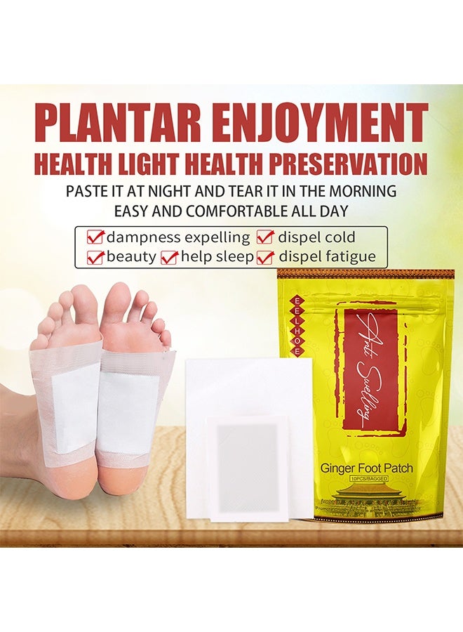 EELHOE Pack of 10 Anti-Swelling Ginger Foot Detox Patches Foot Patches Improve Sleep Quality Weight Loss Weight Loss Patches Health Care - Image 5