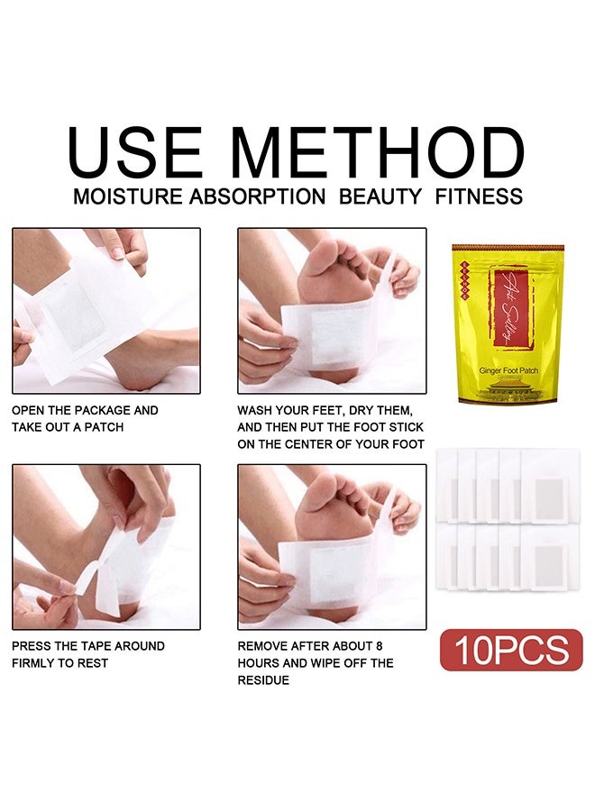 EELHOE Pack of 10 Anti-Swelling Ginger Foot Detox Patches Foot Patches Improve Sleep Quality Weight Loss Weight Loss Patches Health Care - Image 3