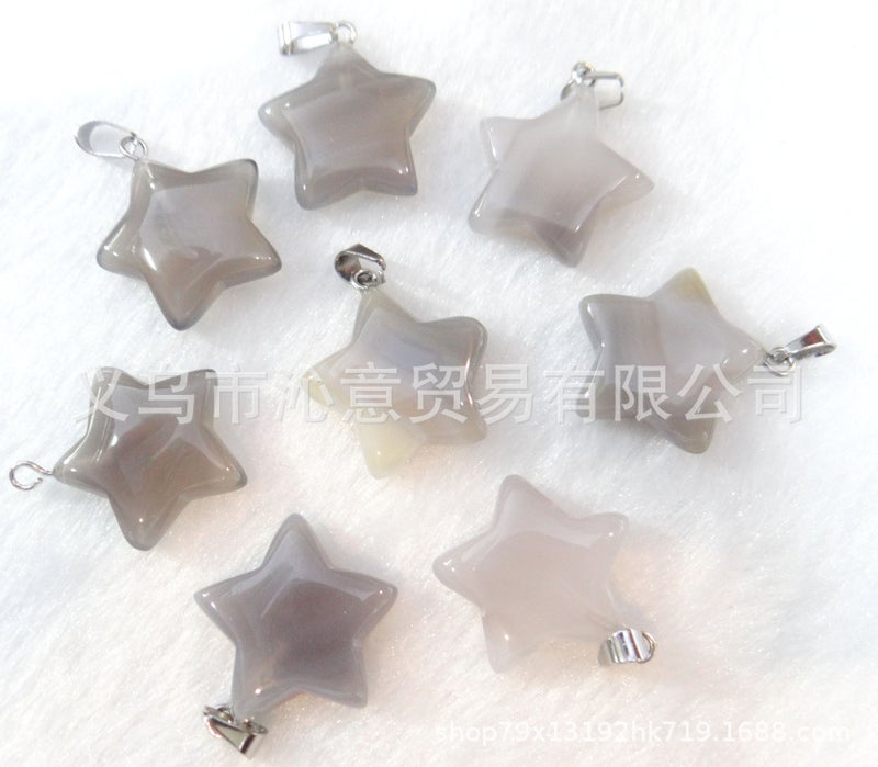 Generic Natural Stone Crystal Agate Pendant Necklace Star Agate 