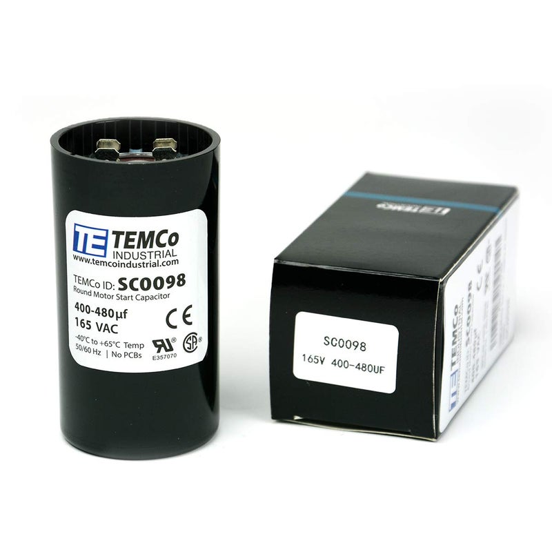 TEMCo Industrial TEMCo 400-480 uF MFD CD60 Start Capacitor 165V AC Round | 50/60 Hz Motor Start Capacitor for HVAC, Compressor, Pump - Image 5