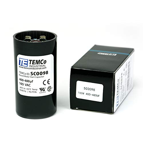 TEMCo Industrial TEMCo 400-480 uF MFD CD60 Start Capacitor 165V AC Round | 50/60 Hz Motor Start Capacitor for HVAC, Compressor, Pump - Image 1