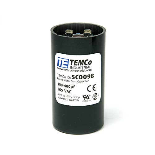 TEMCo Industrial TEMCo 400-480 uF MFD CD60 Start Capacitor 165V AC Round | 50/60 Hz Motor Start Capacitor for HVAC, Compressor, Pump - Image 2
