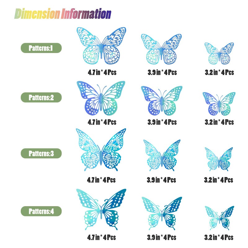 SAOROPEB 3D Butterfly Wall Decor - 48 Pcs, 4 Styles, 3 Sizes - Removable Stickers for Birthday & Party Decorations - Image 5