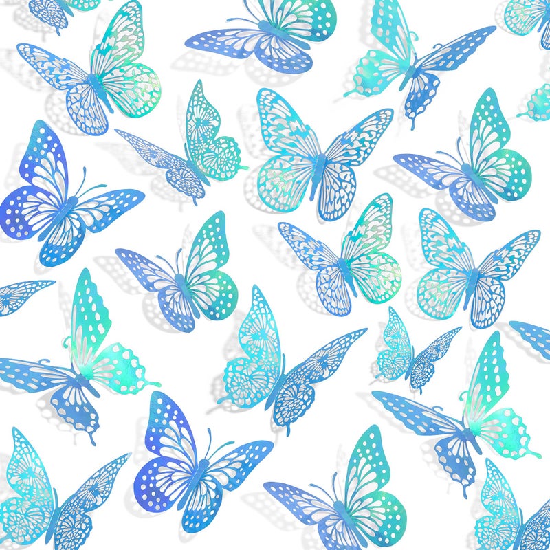 SAOROPEB 3D Butterfly Wall Decor - 48 Pcs, 4 Styles, 3 Sizes - Removable Stickers for Birthday & Party Decorations - Image 1