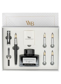 Wordsworth & Black Fountain Pen Gift Set, Includes Ink Bottle, 6 Ink Cartridges, Ink Refill Converter, 4 Replacement Nibs, Premium Package, Journaling, Calligraphy, Smooth Writing Pens [Black Chrome]  - Image 1