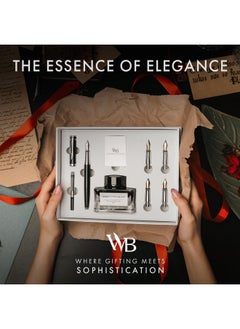 Wordsworth & Black Fountain Pen Gift Set, Includes Ink Bottle, 6 Ink Cartridges, Ink Refill Converter, 4 Replacement Nibs, Premium Package, Journaling, Calligraphy, Smooth Writing Pens [Black Chrome]  - Image 2