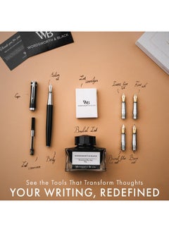 Wordsworth & Black Fountain Pen Gift Set, Includes Ink Bottle, 6 Ink Cartridges, Ink Refill Converter, 4 Replacement Nibs, Premium Package, Journaling, Calligraphy, Smooth Writing Pens [Black Chrome]  - Image 4