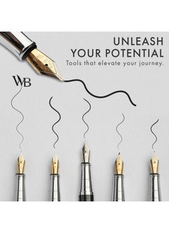 Wordsworth & Black Fountain Pen Gift Set, Includes Ink Bottle, 6 Ink Cartridges, Ink Refill Converter, 4 Replacement Nibs, Premium Package, Journaling, Calligraphy, Smooth Writing Pens [Black Chrome]  - Image 5