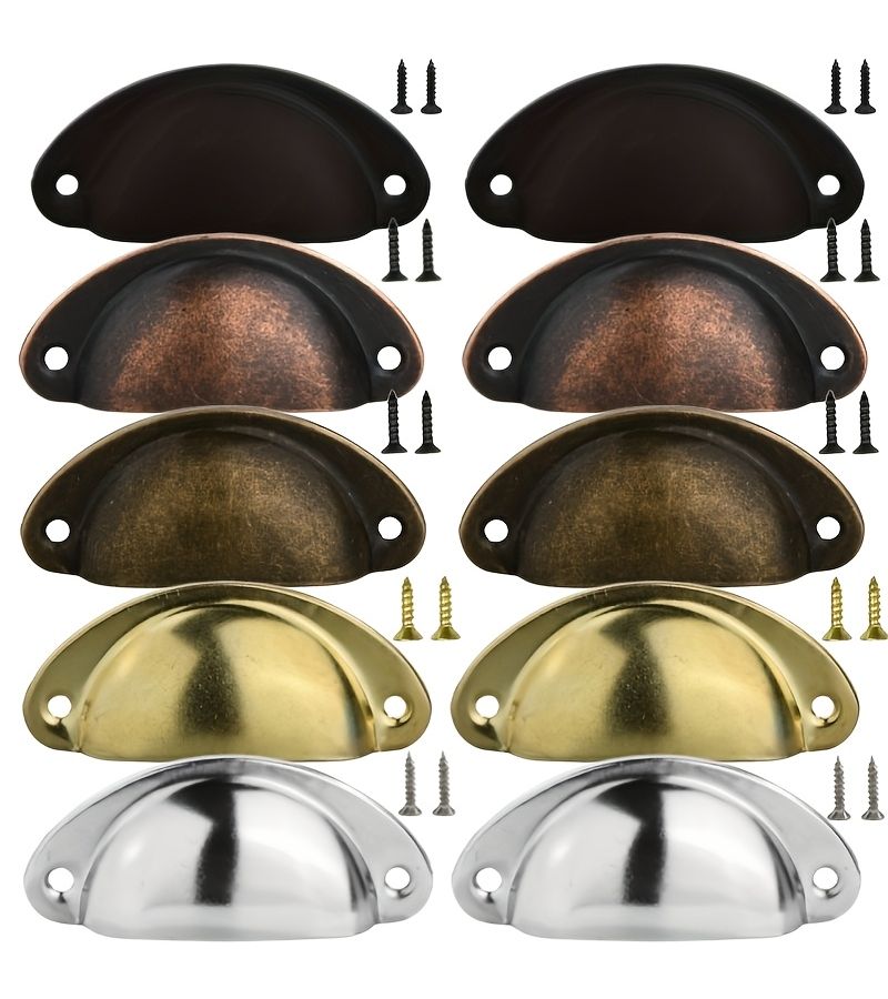 24 Pieces Iron Shell Cup Pulls Set Silvery 8 Handles With 16 Screws Classic Cabinet Hardware Drawer Handles For Kitchen Cabinets Dressers Cupboards Furniture - Image 4