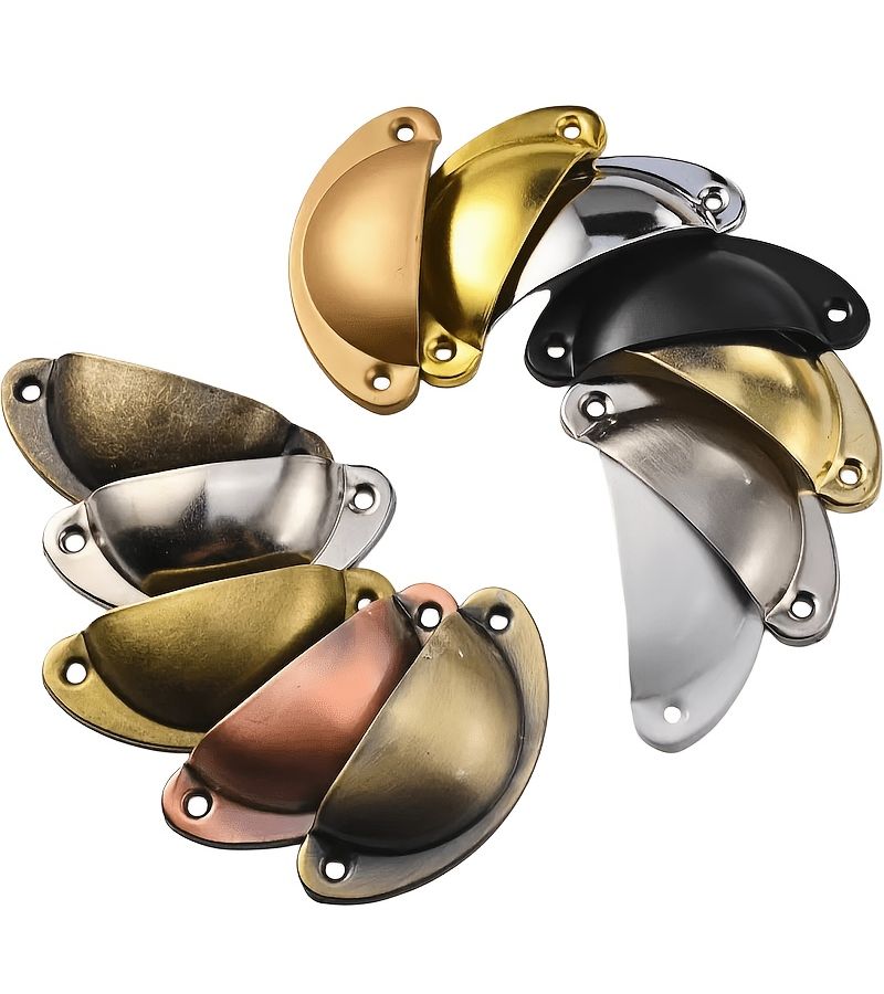 24 Pieces Iron Shell Cup Pulls Set Silvery 8 Handles With 16 Screws Classic Cabinet Hardware Drawer Handles For Kitchen Cabinets Dressers Cupboards Furniture - Image 2