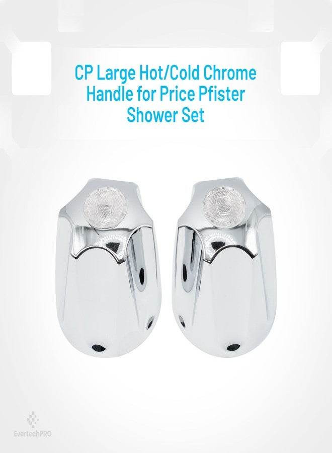 EVERTECHPRO PLB14027LCH Chrome Plated Large Shower Knob Replacement, Fits Price Pfister Shower Set, Shower Faucet Handle, 2 Pack with Hot and Cold Handles and Screws, Durable Shower Knob - Image 3