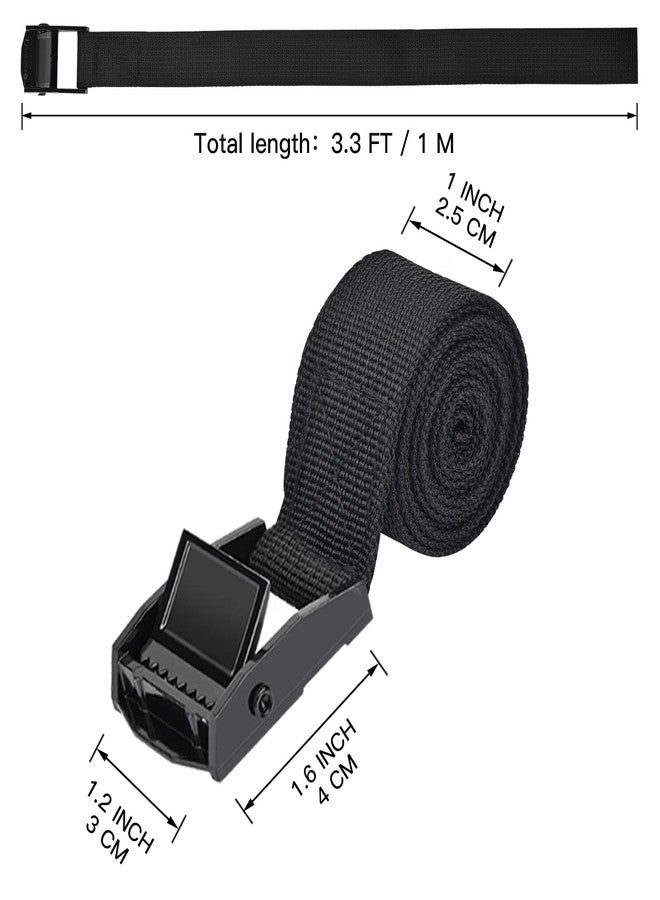 Kshineni Lashing Strap Fastening Strap 1 m x 25 mm Lashing Straps Short Expander with Clamps Tie Down Straps Tension Straps with Clamping Lock (Black) Pack of 6 - Image 2