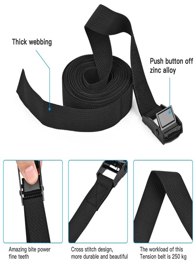 Kshineni Lashing Strap Fastening Strap 1 m x 25 mm Lashing Straps Short Expander with Clamps Tie Down Straps Tension Straps with Clamping Lock (Black) Pack of 6 - Image 3