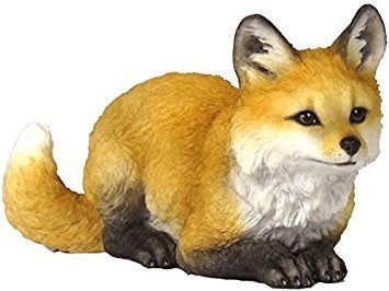 US 5.5 Inch Fox Pup Crouching Decorative Statue Figurine, Orange and Tan - Image 3